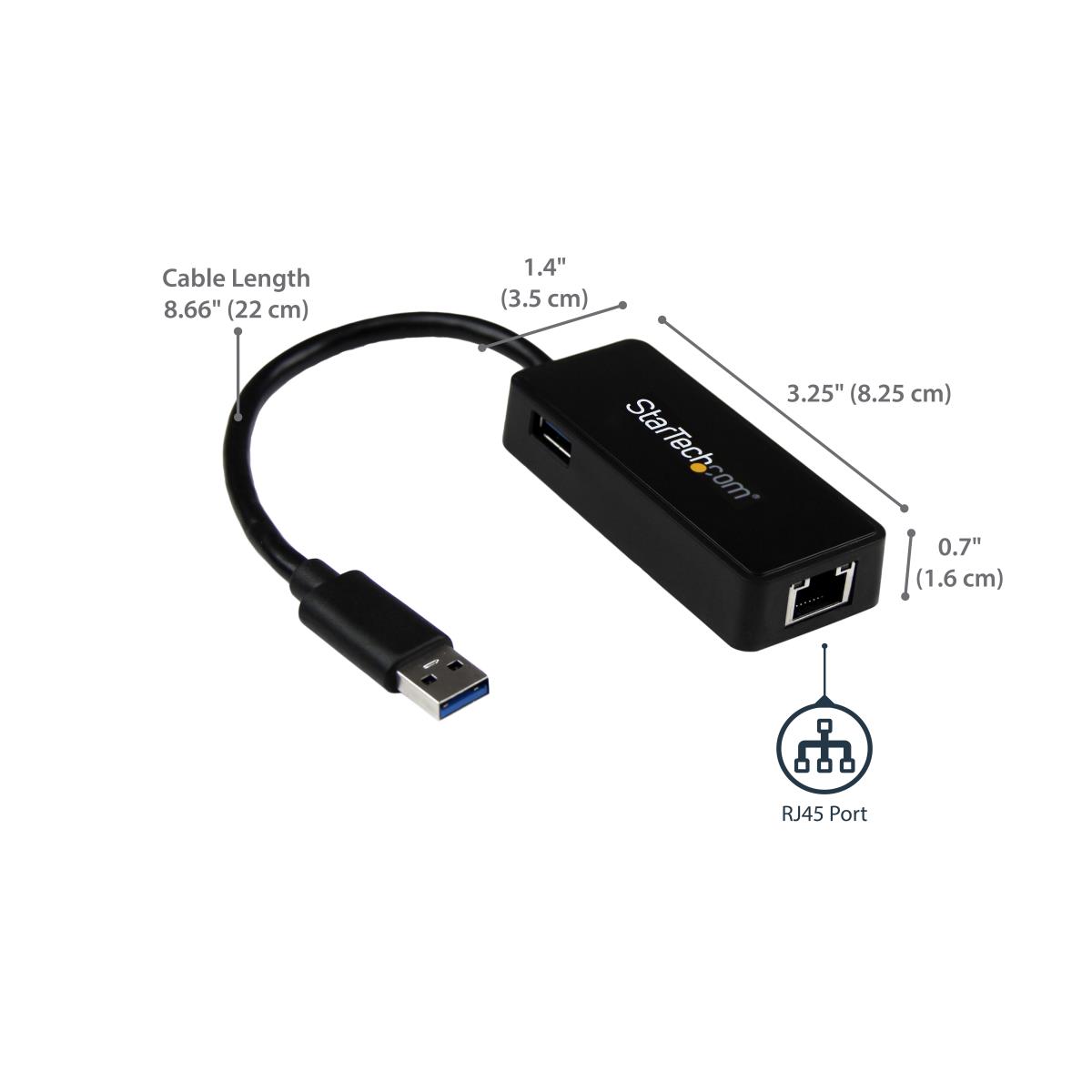 STARTECH.COM Network Adapter - USB 3.0 To Gigabit Ethernet Adapter Nic W/ USB Port - Black