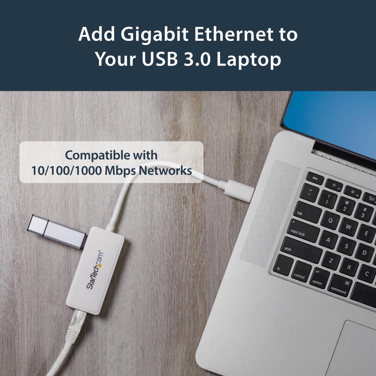 STARTECH.COM Network Adapter USB 3.0 To Gigabit Ethernet Adapter Nic W/ USB Port White