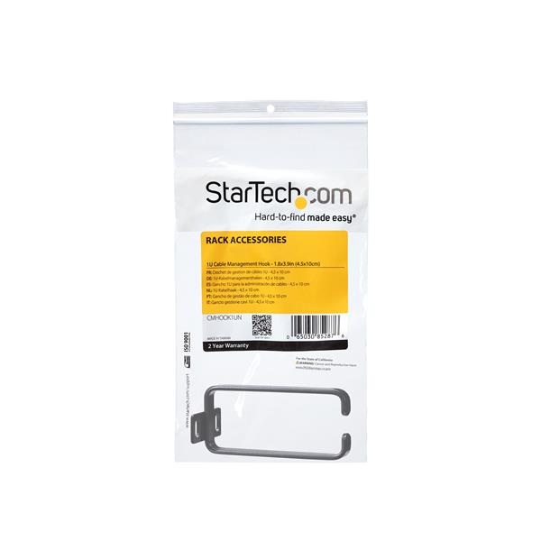 STARTECH.COM Vertical Server Rack Cable Management D-ring Hook - 1.8x3.9in (4.5x10cm) 1u