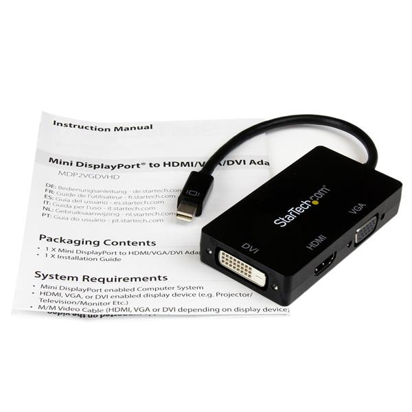 STARTECH.COM Mini DisplayPort Mdp To Vga DVI Hdmi Adapter 3-in-1