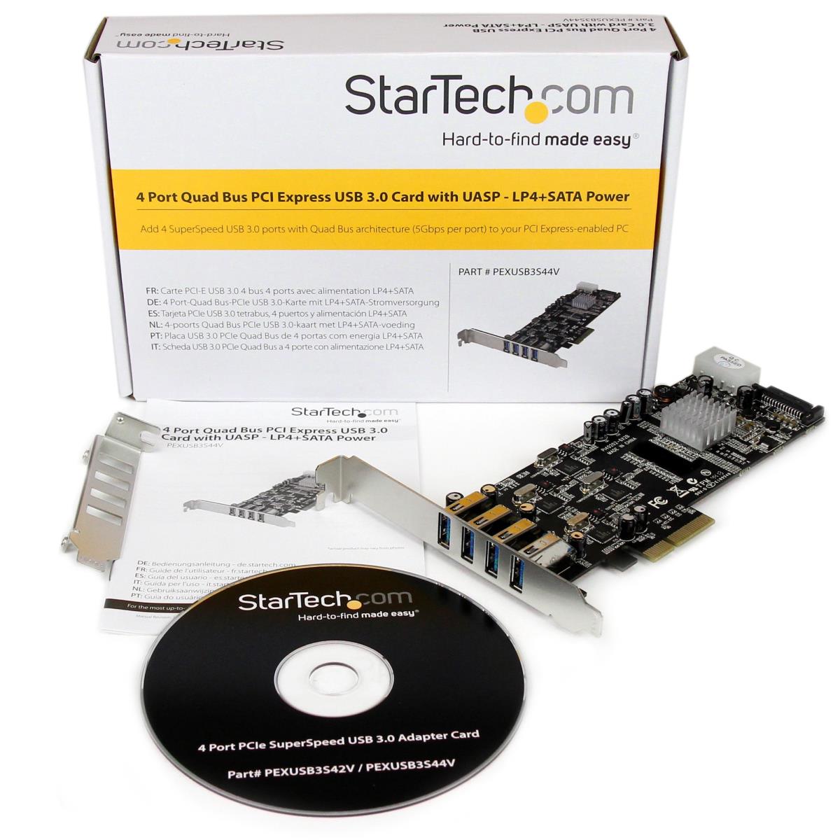 STARTECH.COM Quad Bus Superspeed USB 3.0 Card Adapter 4 Port With Uasp Pci-e