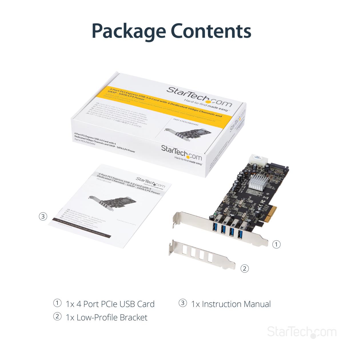 STARTECH.COM Quad Bus Superspeed USB 3.0 Card Adapter 4 Port With Uasp Pci-e