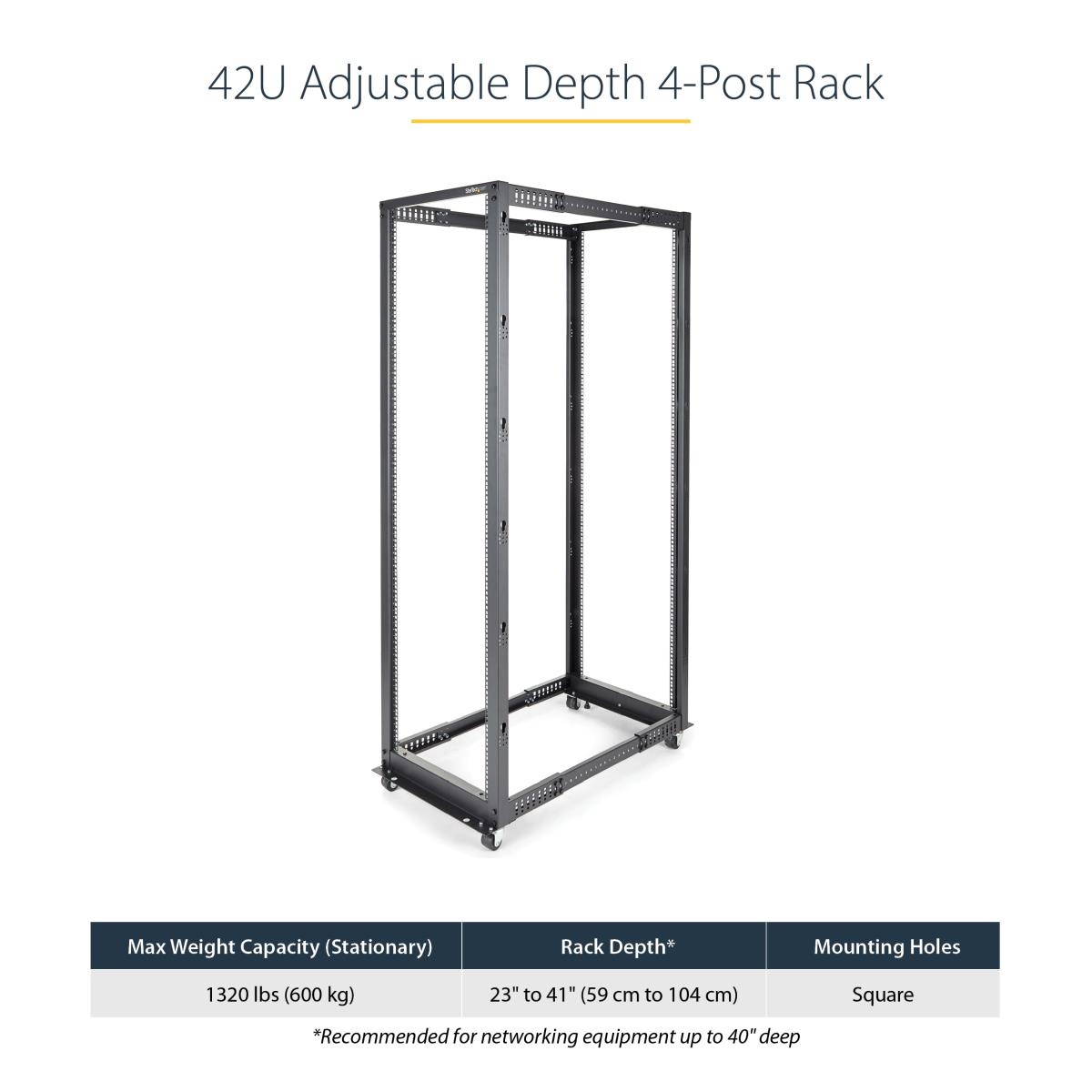 STARTECH.COM Server Rack - Open Frame Adjustable Depth 4 Post Rack 42u