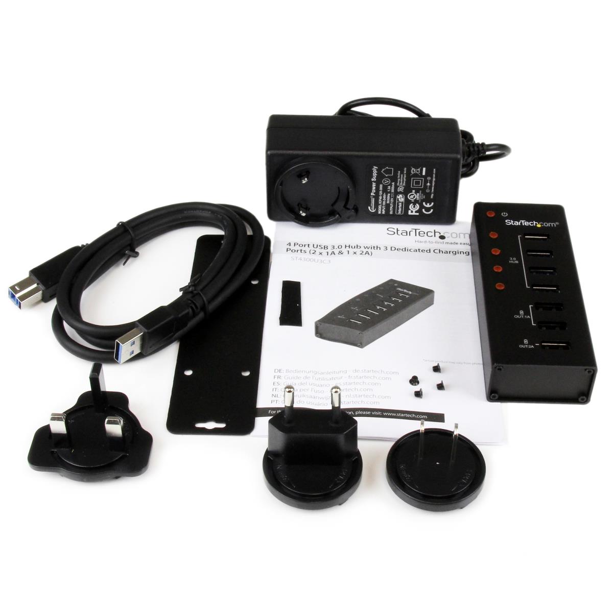 STARTECH.COM Ac Powered USB 3 Hub With 3 Dedicated Charge Ports 4 Port