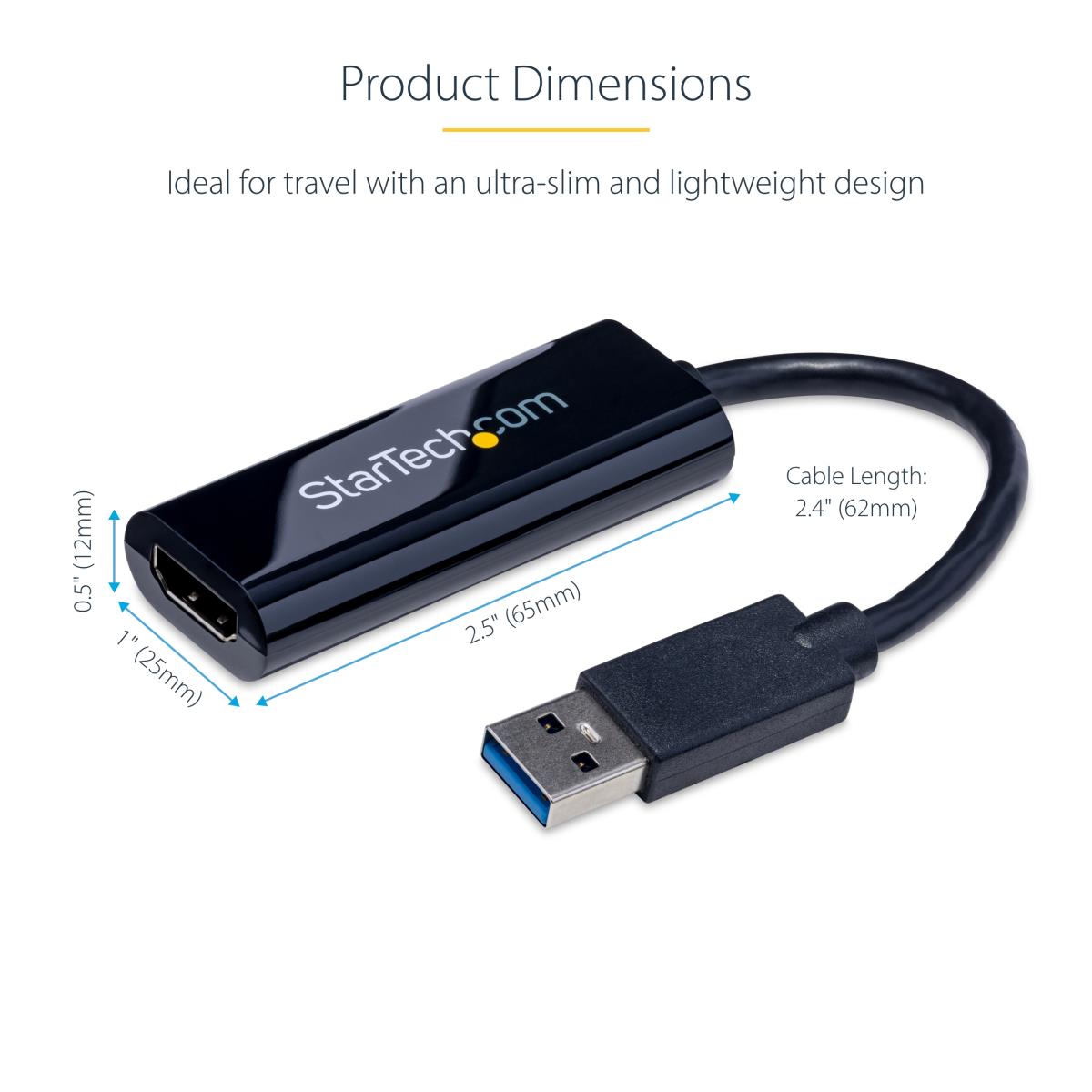 STARTECH.COM External Video Card Multi Monitor Adapter - Slim USB 3.0 To Hdmi