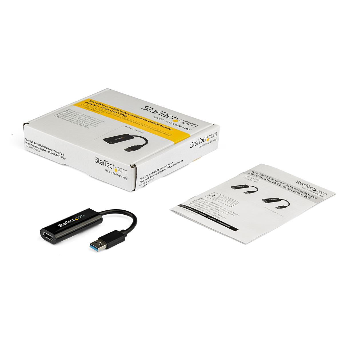 STARTECH.COM External Video Card Multi Monitor Adapter - Slim USB 3.0 To Hdmi