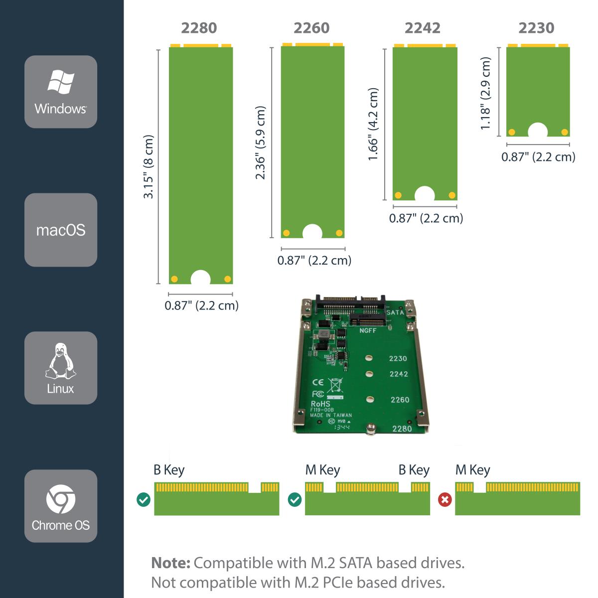 STARTECH.COM M.2 SSD To 2.5in SATA Adapter - Ngff SSD To SATA Converter