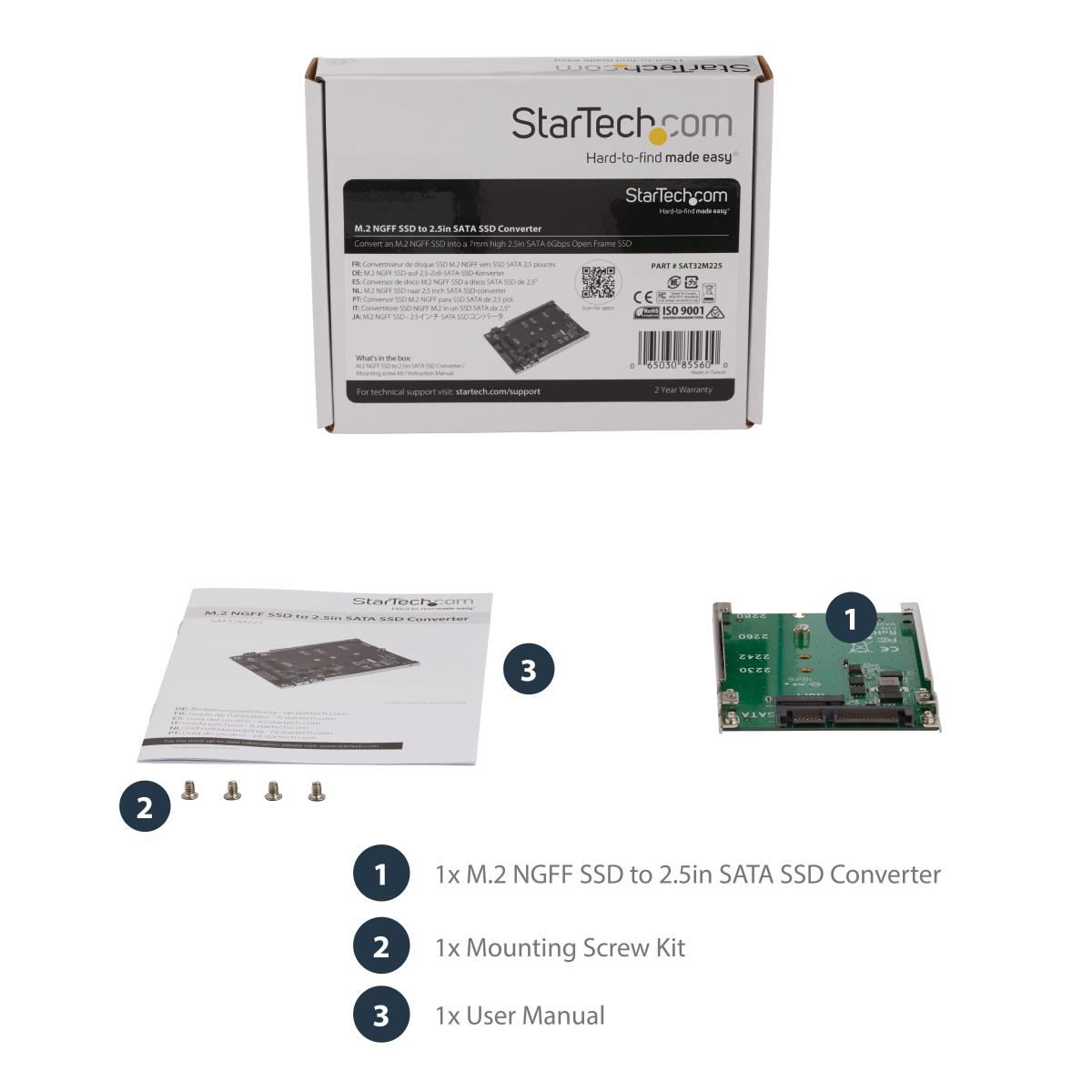 STARTECH.COM M.2 SSD To 2.5in SATA Adapter - Ngff SSD To SATA Converter