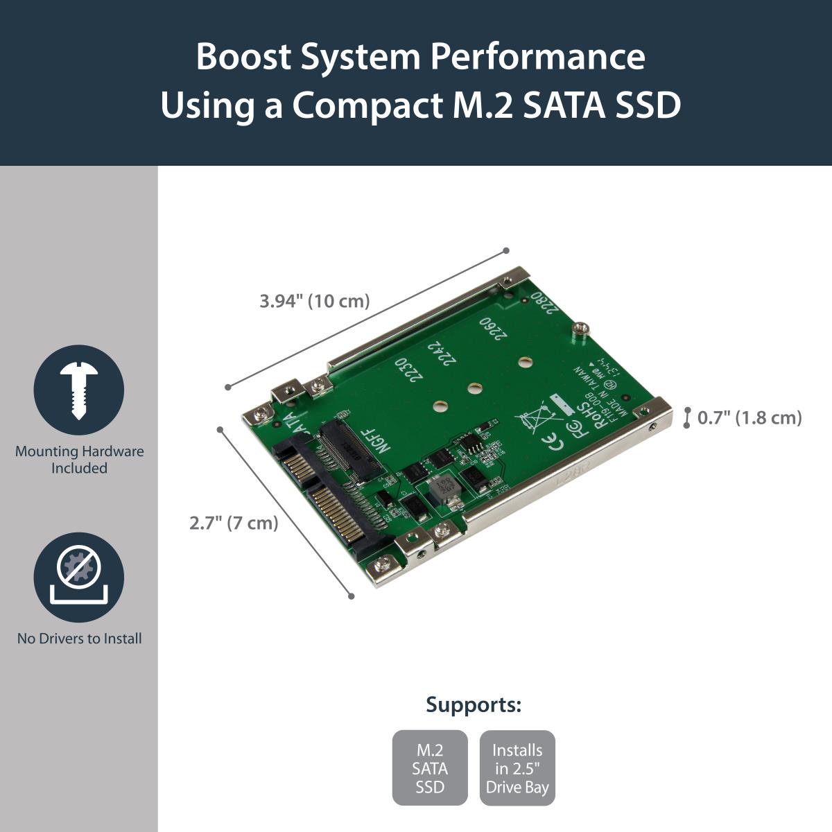 STARTECH.COM M.2 SSD To 2.5in SATA Adapter - Ngff SSD To SATA Converter