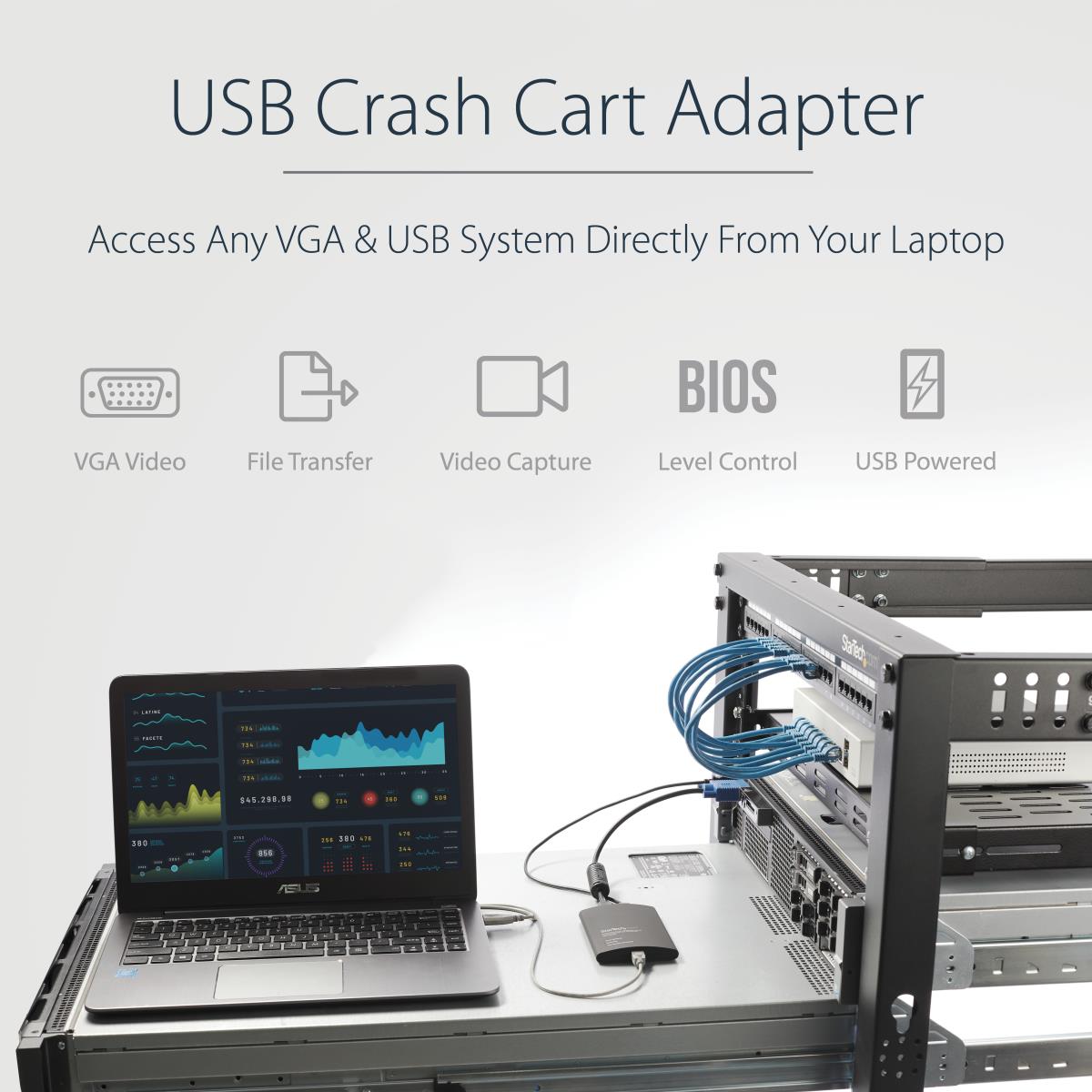 STARTECH.COM KVM Console To Laptop USB 2.0 Portable Crash Cart Adapter With File Transfer