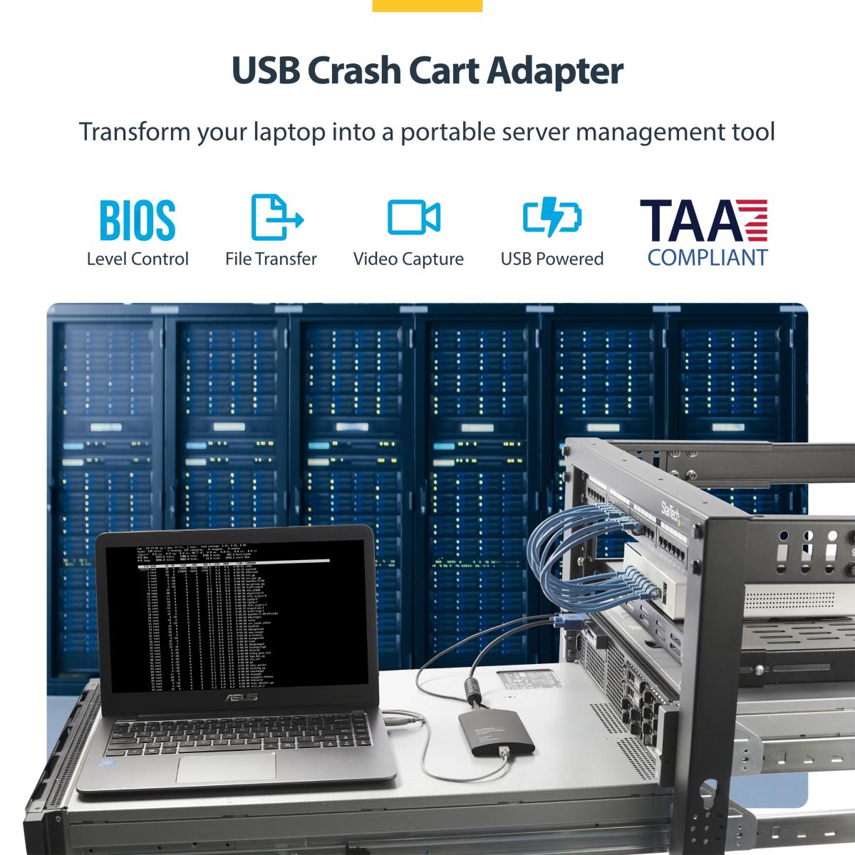 STARTECH.COM KVM Console To Laptop USB 2.0 Portable Crash Cart Adapter With File Transfer