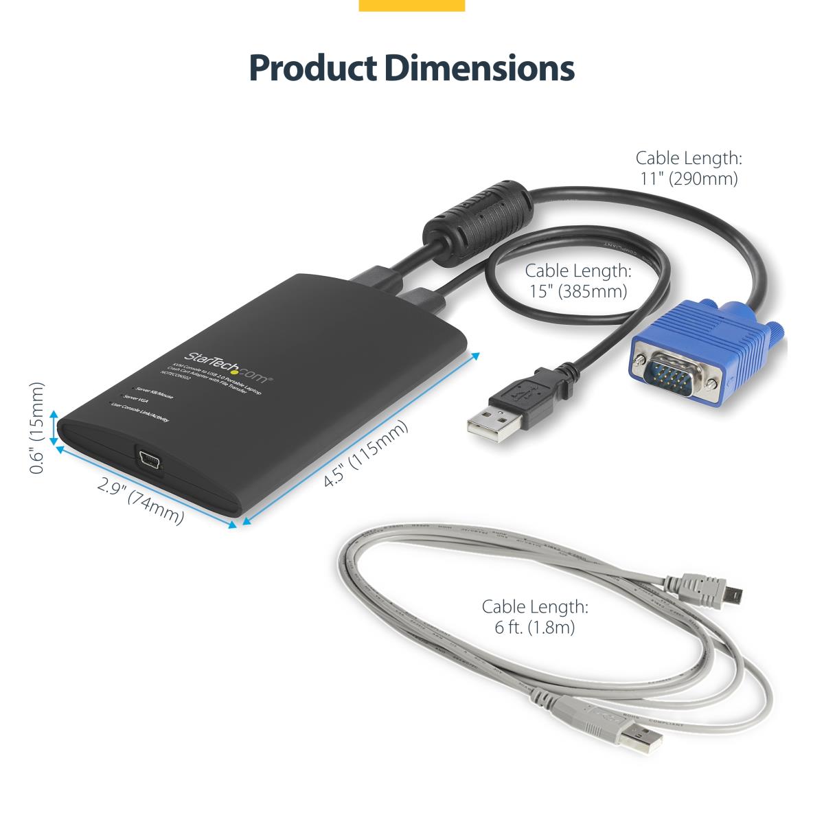 STARTECH.COM KVM Console To Laptop USB 2.0 Portable Crash Cart Adapter With File Transfer