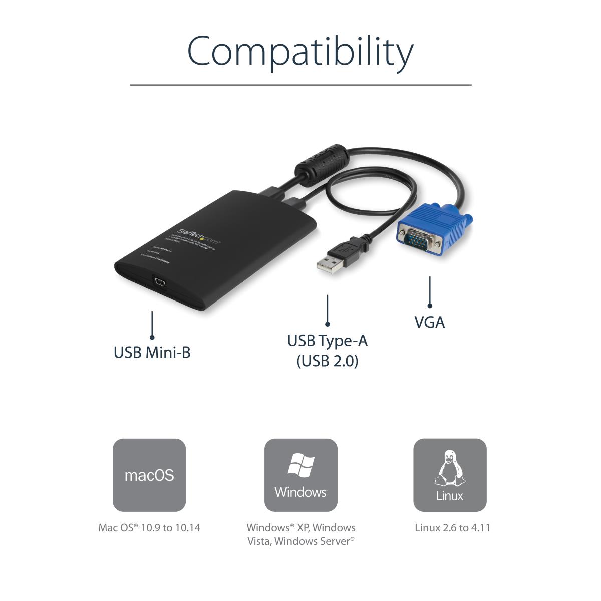 STARTECH.COM KVM Console To Laptop USB 2.0 Portable Crash Cart Adapter With File Transfer