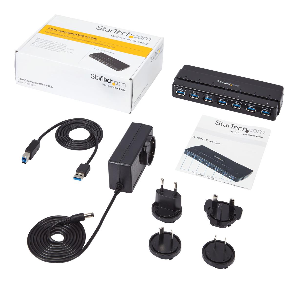 STARTECH.COM Desktop USB Hub 7 Port Superspeed USB 3.0 With Power Adapter - Black