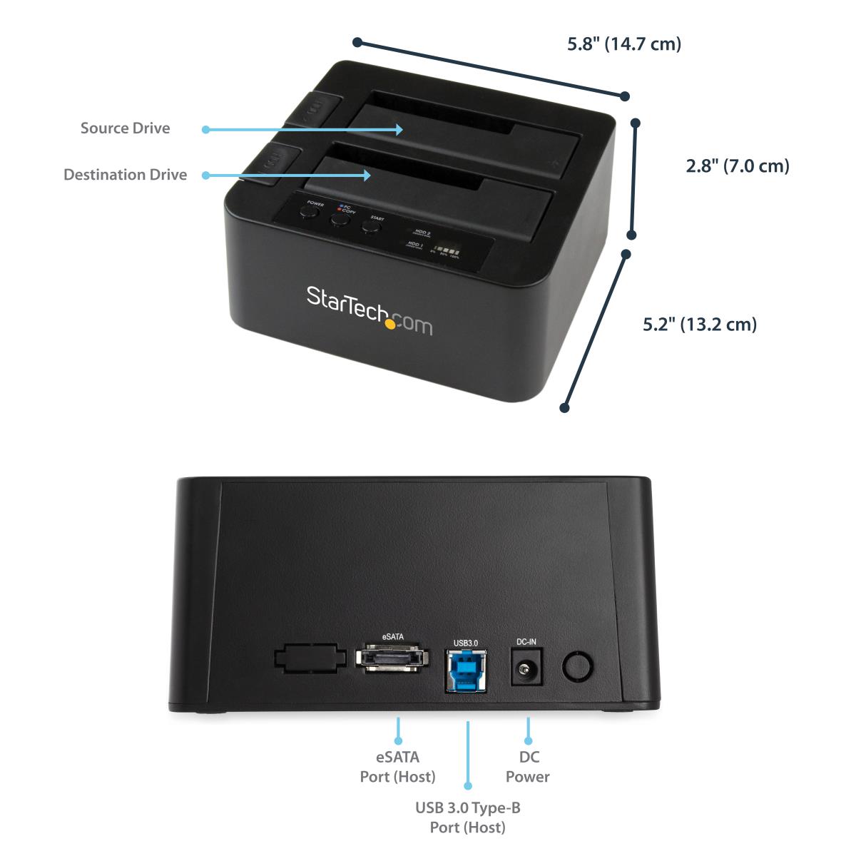 STARTECH.COM Duplicator Dock - Standalone Hard Drive Cloner USB 3.0 / Esata To 2.5 / 3.5in SATA HDD / SSD