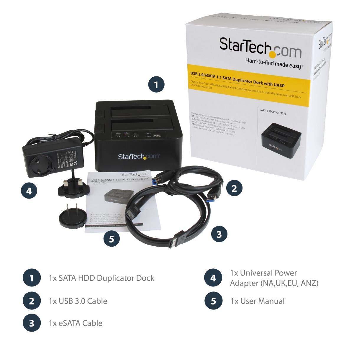 STARTECH.COM Duplicator Dock - Standalone Hard Drive Cloner USB 3.0 / Esata To 2.5 / 3.5in SATA HDD / SSD