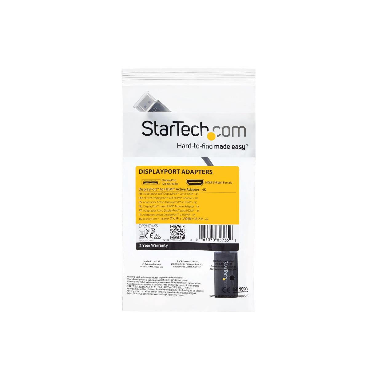STARTECH.COM DisplayPort To Hdmi 4k Audio / Video Converter - Dp 1.2 To Hdmi Active Adapter