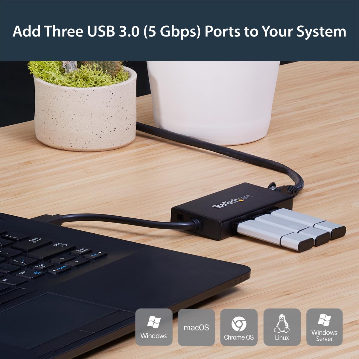 STARTECH.COM USB 3.0 Hub 3port With Gbe Adapter Nic - Aluminum W/ Cable
