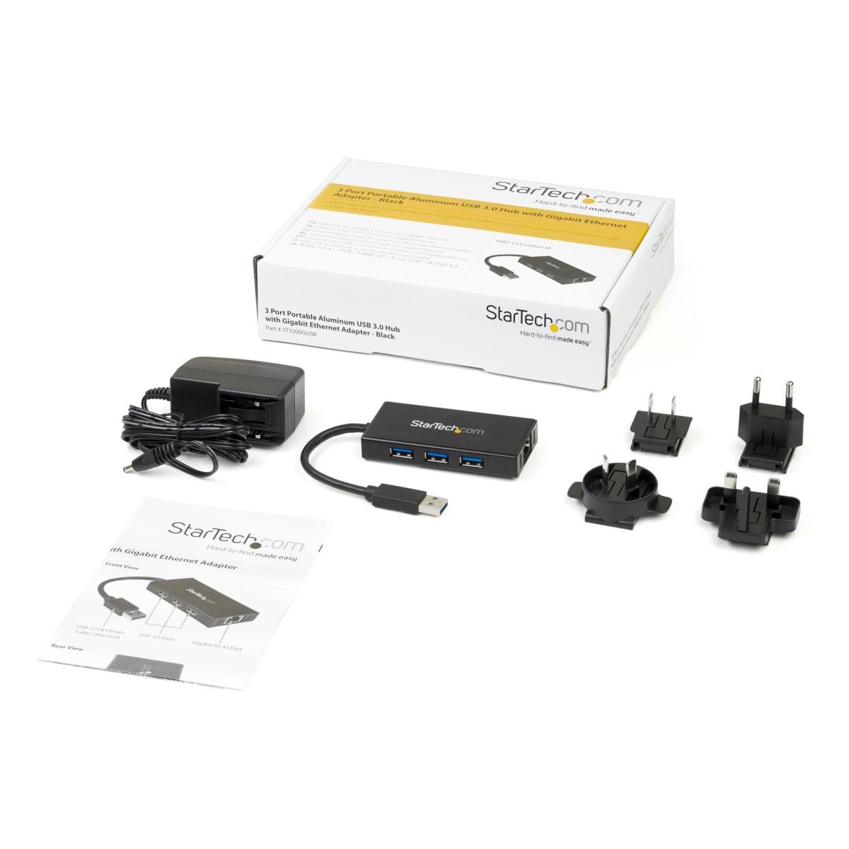 STARTECH.COM USB 3.0 Hub 3port With Gbe Adapter Nic - Aluminum W/ Cable