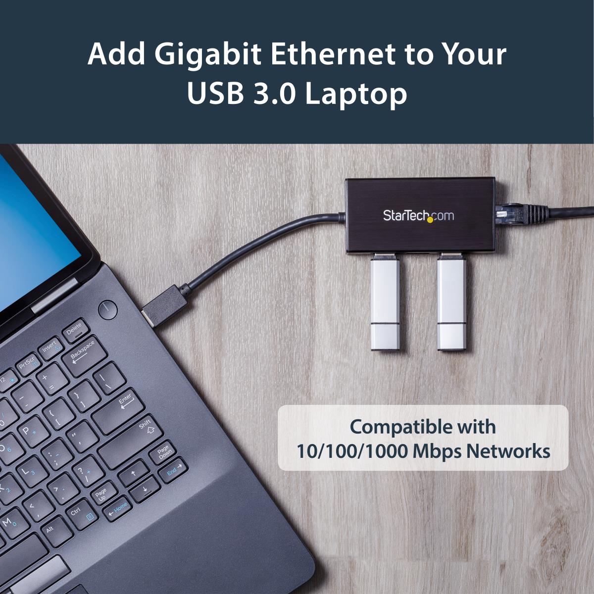 STARTECH.COM USB 3.0 Hub 3port With Gbe Adapter Nic - Aluminum W/ Cable