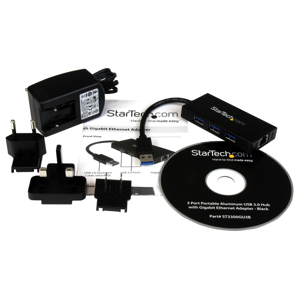 STARTECH.COM USB 3.0 Hub 3port With Gbe Adapter Nic - Aluminum W/ Cable