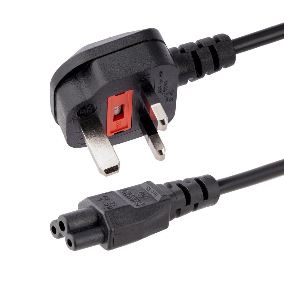 STARTECH.COM Laptop Power Cord - 3 Slot For Uk - Bs-1363 To C5 Clover Leaf Power Cable Lead 1m