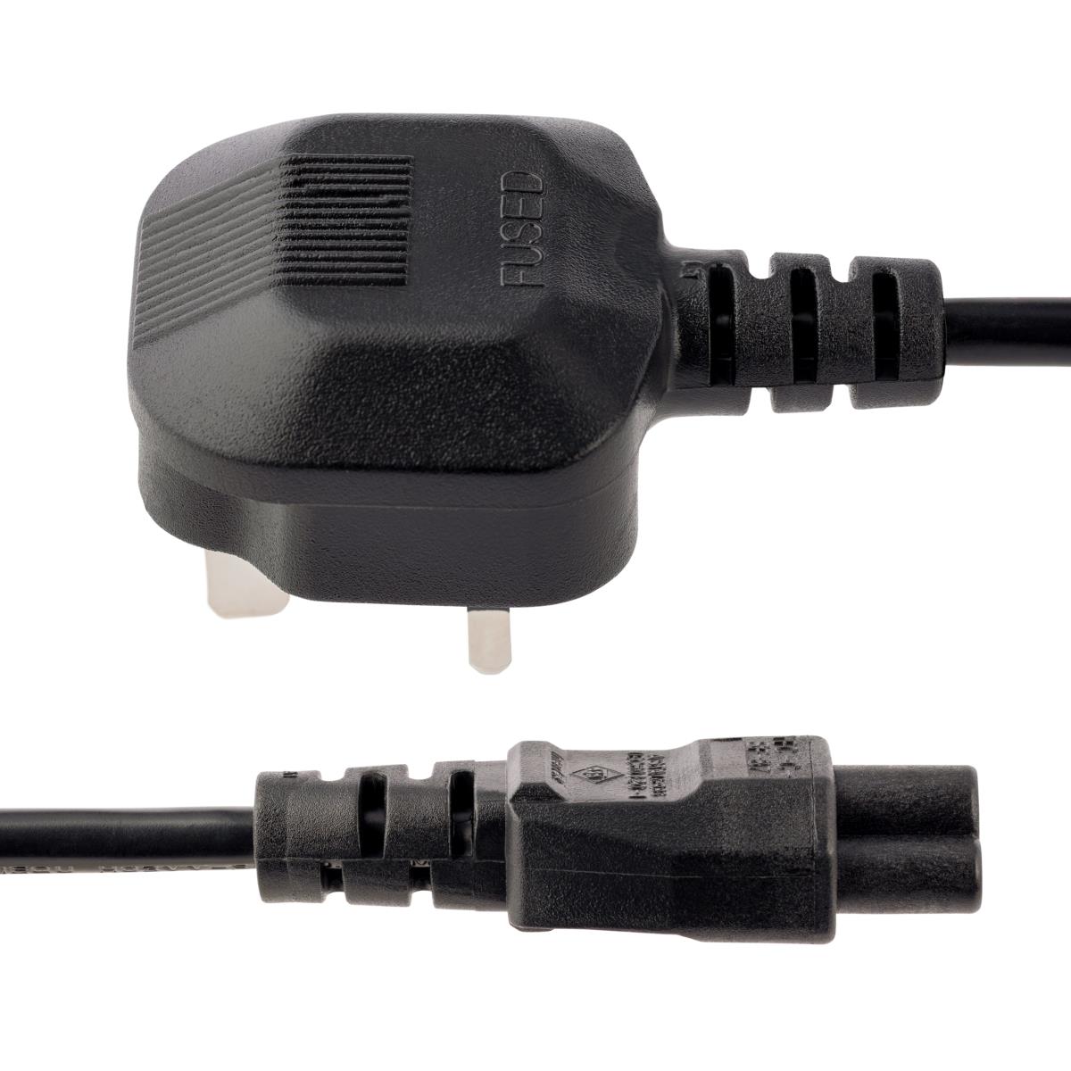 STARTECH.COM Laptop Power Cord - 3 Slot For Uk - Bs-1363 To C5 Clover Leaf Power Cable Lead 1m