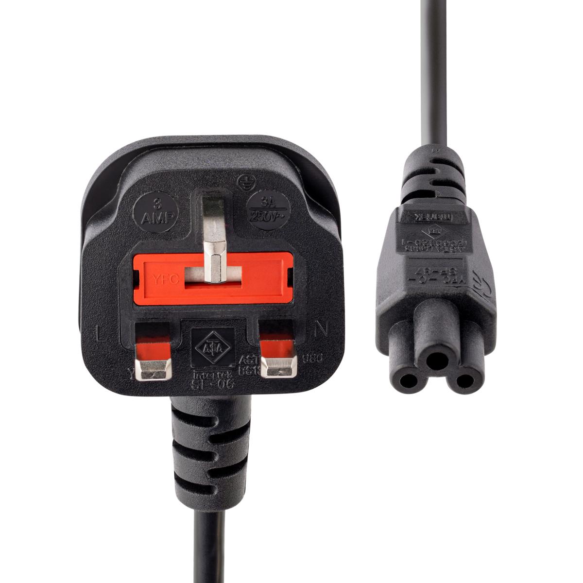 STARTECH.COM Laptop Power Cord - 3 Slot For Uk - Bs-1363 To C5 Clover Leaf Power Cable Lead 1m