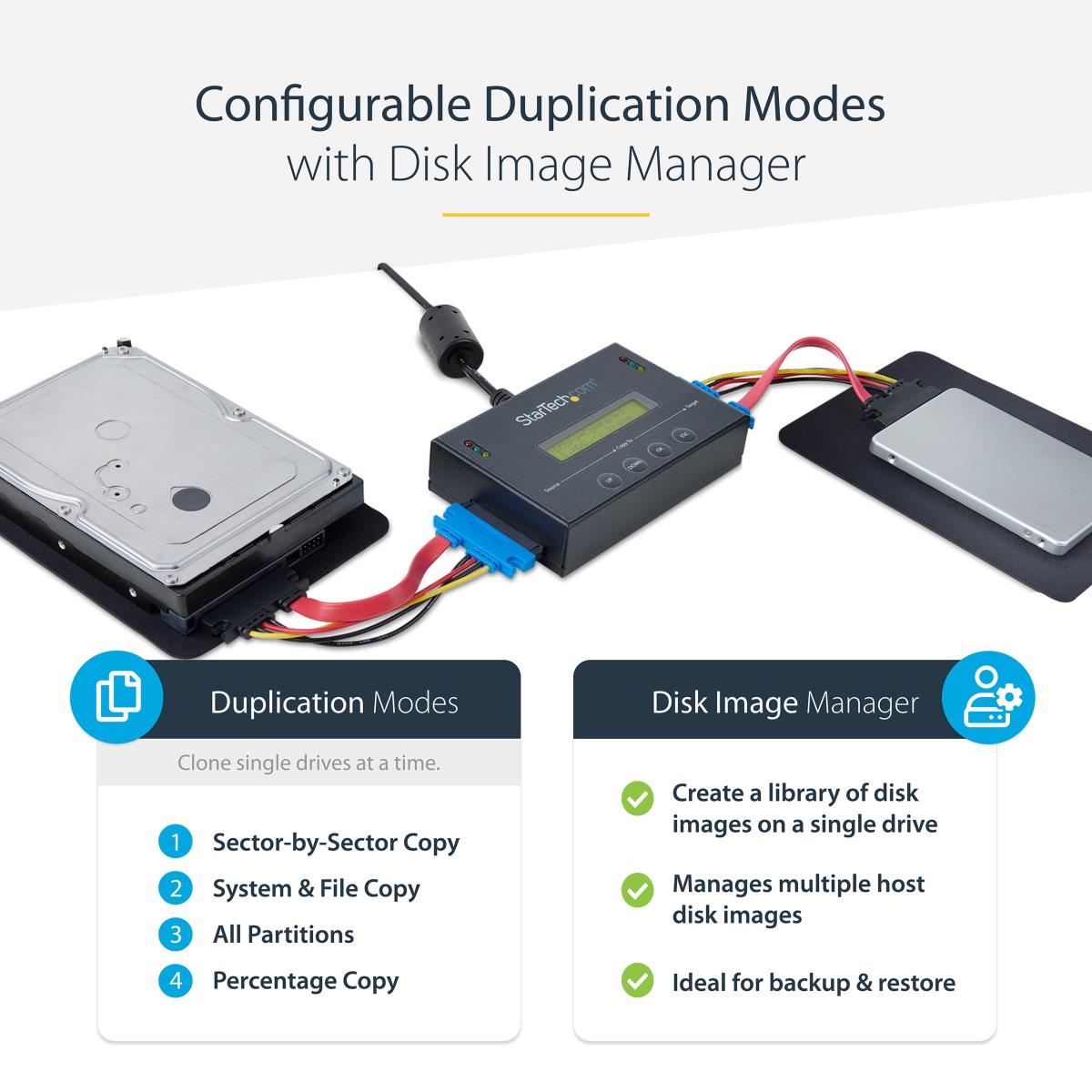 STARTECH.COM HDD SSD Duplicator Standalone 2.5/3.5in SATA W/ Image Library