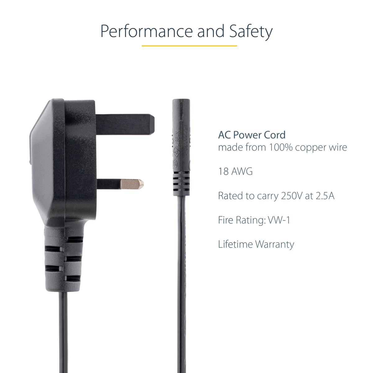 STARTECH.COM Laptop Power Cord - Uk Plug To Iec320 C7 Power Cord 1m