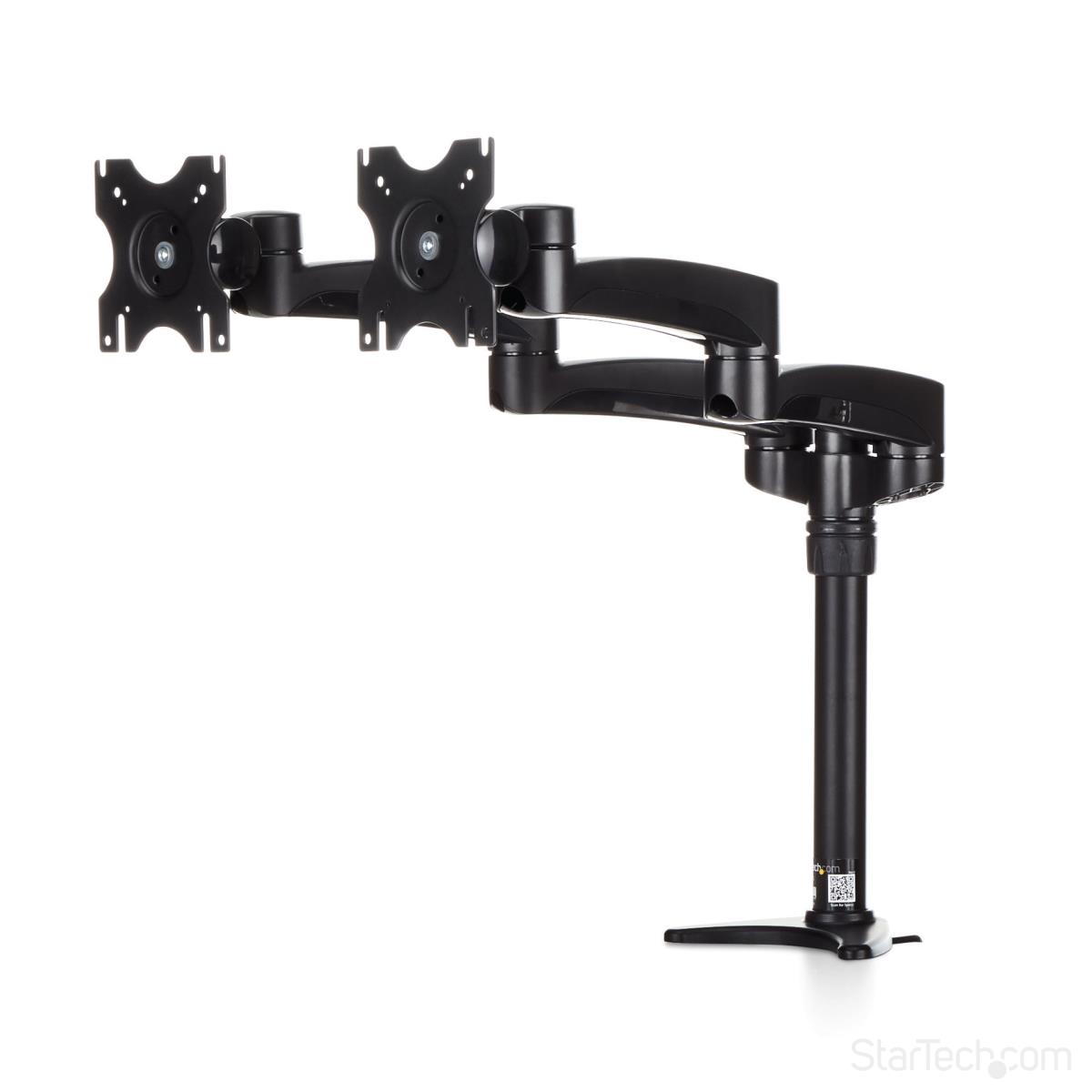 STARTECH.COM Articulating Dual Monitor Arm - Grommet / Desk Mount With Cable Management & Height Adjust - Dual Mo