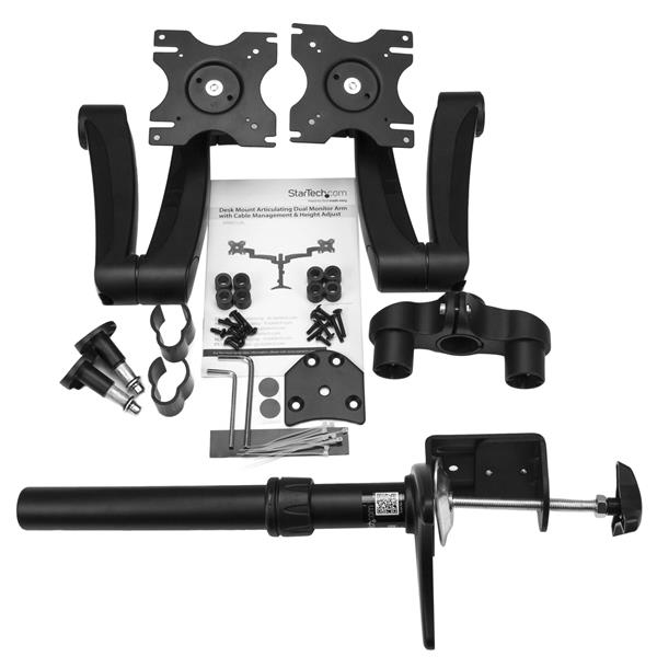 STARTECH.COM Articulating Dual Monitor Arm - Grommet / Desk Mount With Cable Management & Height Adjust - Dual Mo