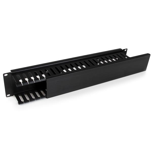 STARTECH.COM Horizontal Finger Duct Rack Cable Management Panel With Cover 2u