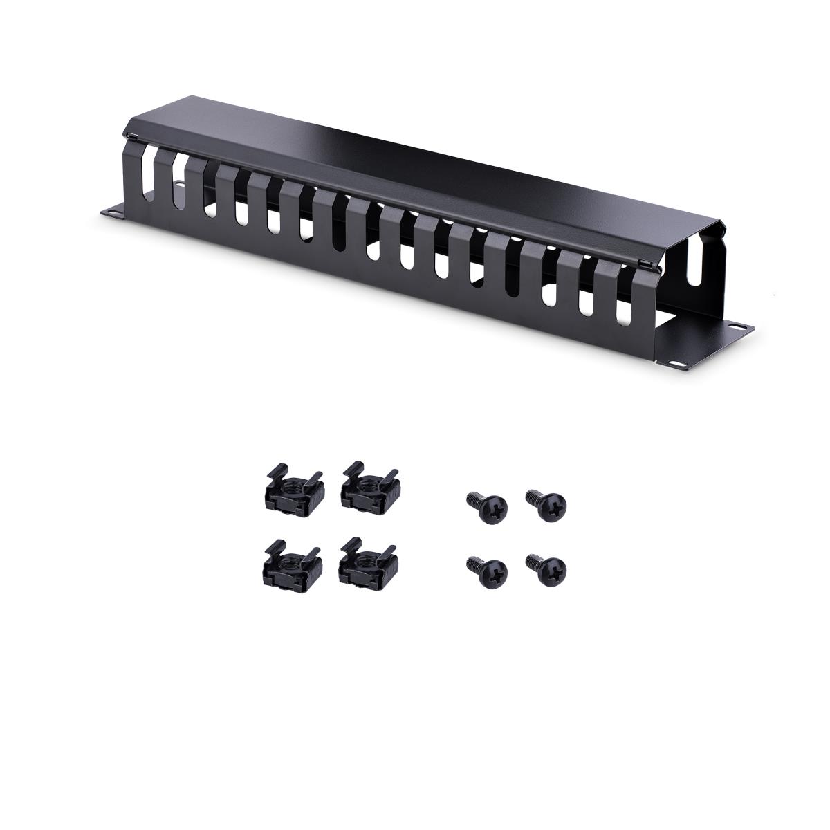 STARTECH.COM Horizontal Finger Duct Rack Cable Management Panel With Cover 2u