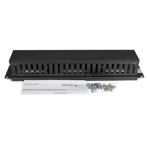 STARTECH.COM Horizontal Finger Duct Rack Cable Management Panel With Cover 2u