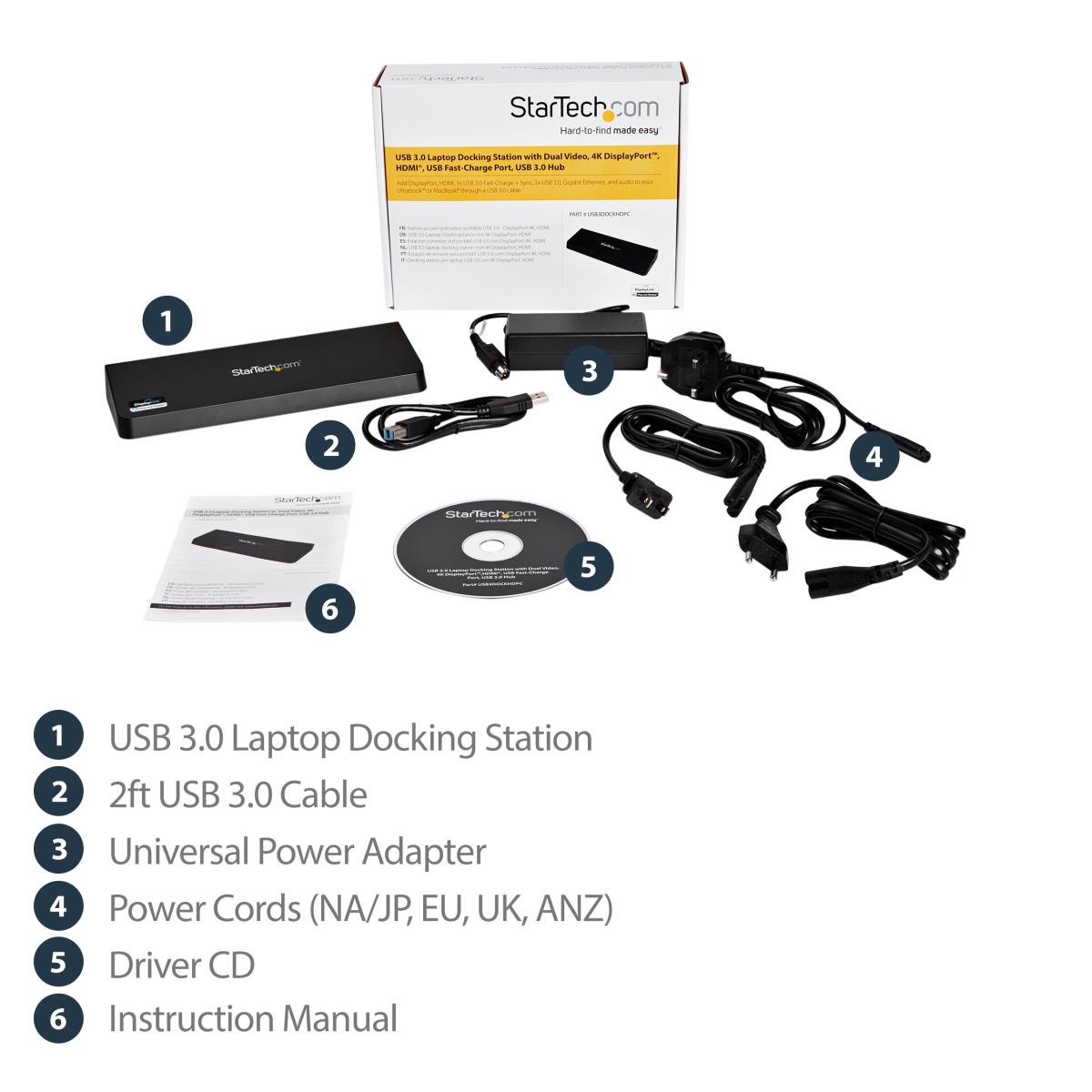 STARTECH.COM Docking Station - USB W/ 4k Dp - Dp Hdmi 2x Display Laptop Dock