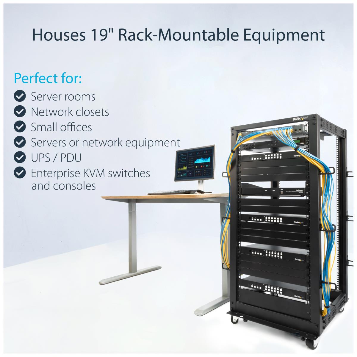 STARTECH.COM Adjustable Depth 4 Post Open Frame Server Rack Cabinet 25u