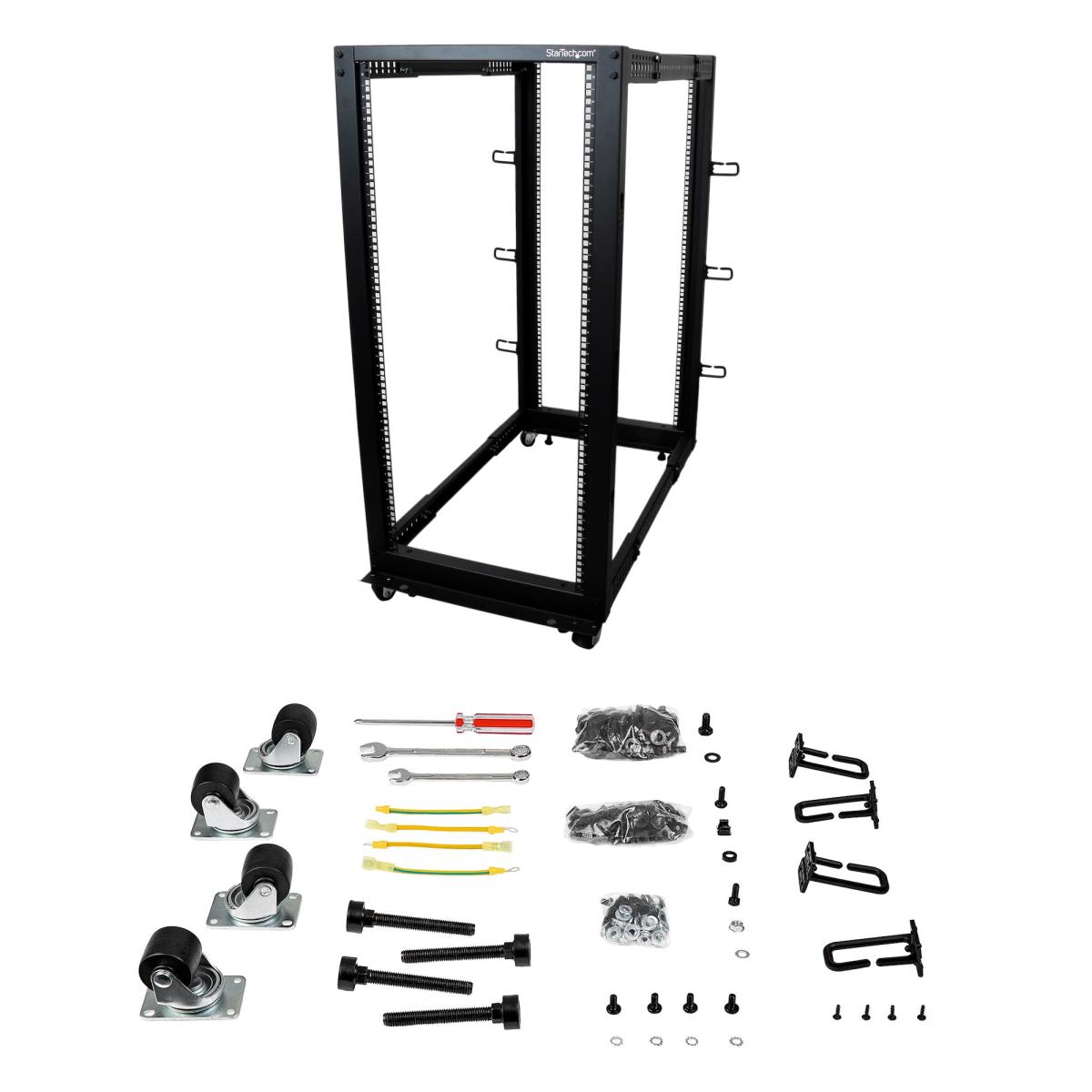 STARTECH.COM Adjustable Depth 4 Post Open Frame Server Rack Cabinet 25u