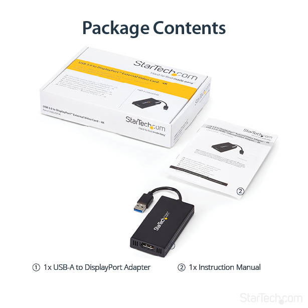 STARTECH.COM USB Video Card - USB 3.0 To DisplayPort Graphics Adapter 4k