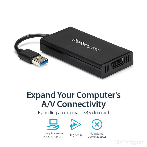 STARTECH.COM USB Video Card - USB 3.0 To DisplayPort Graphics Adapter 4k