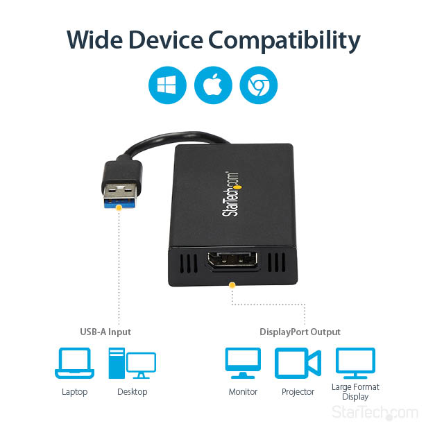 STARTECH.COM USB Video Card - USB 3.0 To DisplayPort Graphics Adapter 4k