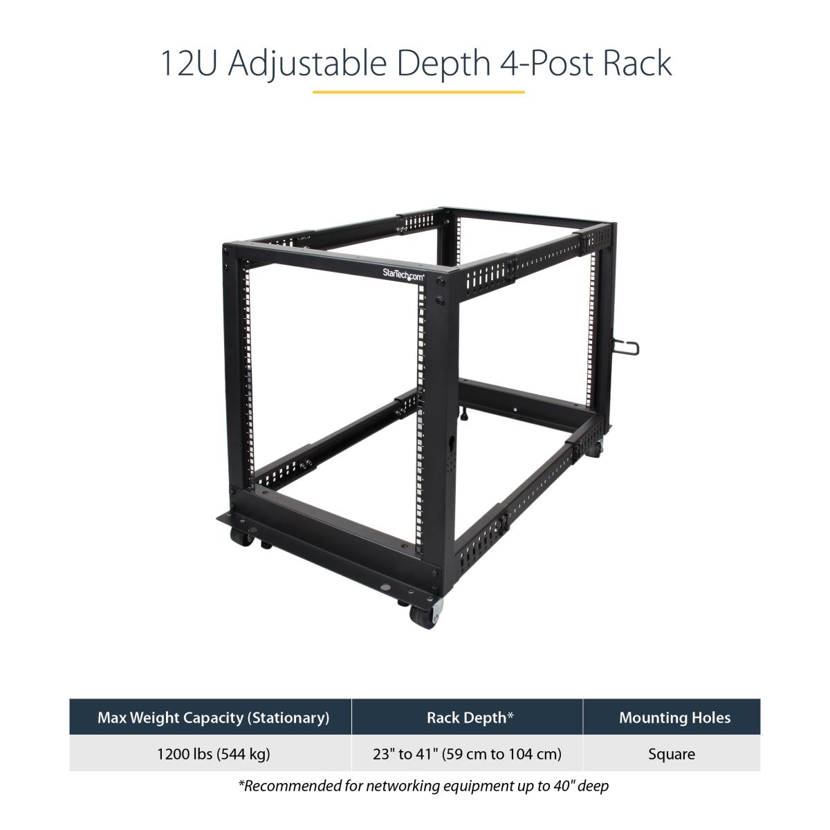STARTECH.COM Server Rack - Open Frame Adjustable Depth 12u 4 Post Rack