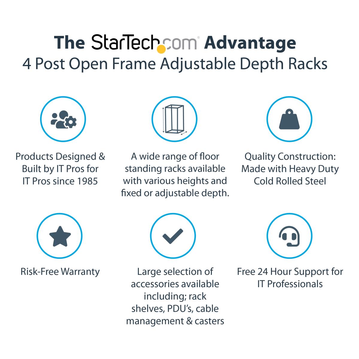 STARTECH.COM Server Rack - Open Frame Adjustable Depth 12u 4 Post Rack