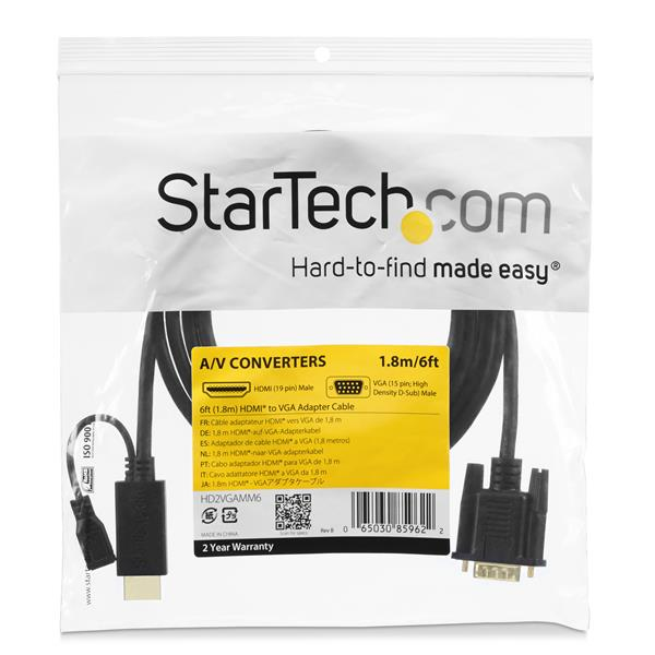 STARTECH.COM Hdmi To Vga Active Adapter Converter Cable 2m