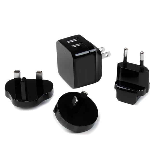STARTECH.COM Dual-port USB Wall Charger - International Travel - 17w/3.4a - Black