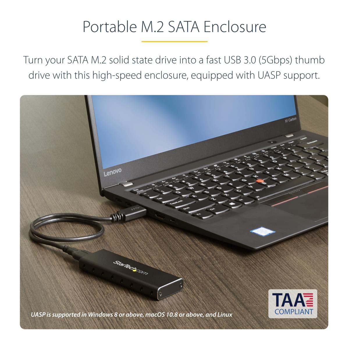 STARTECH.COM SSD Enclosure W/ Uasp USB 3.0 To M.2 SATA External