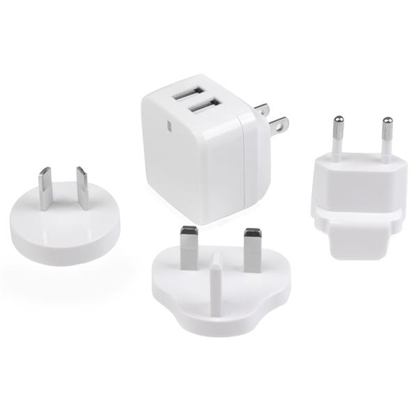 STARTECH.COM Dual-port USB Wall Charger - International Travel - 17w/3.4a - White