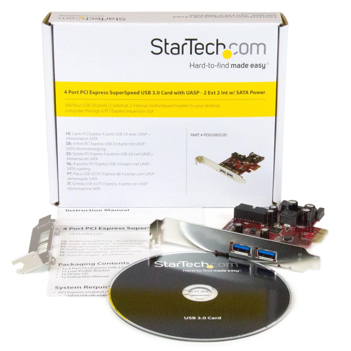 STARTECH.COM Pci-e USB 3.0 Card 4-port - 2 External, 2 Internal - SATA Power