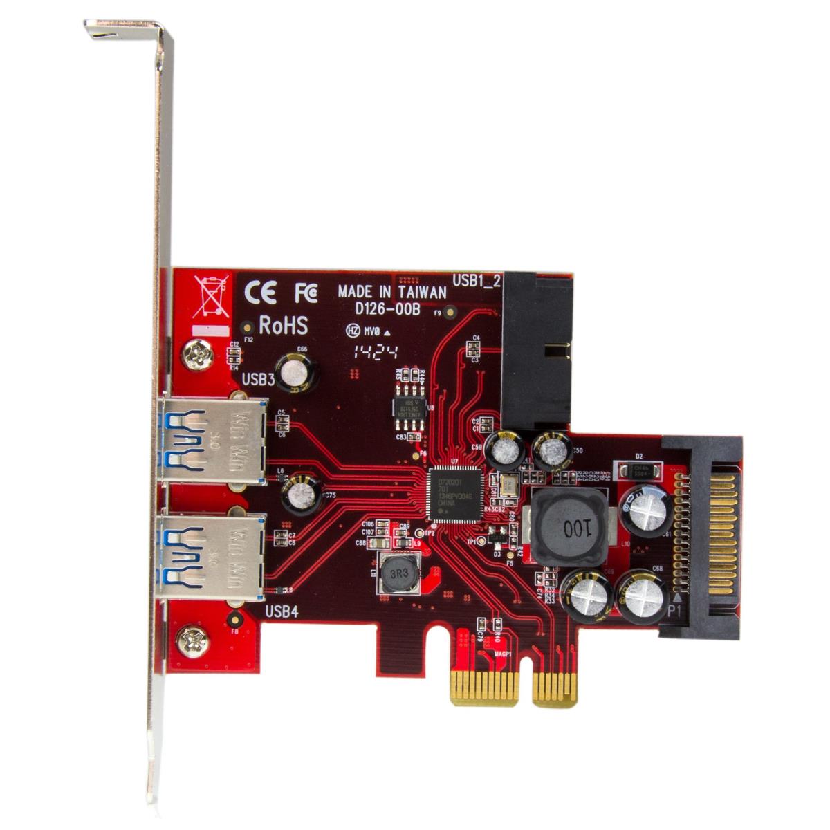 STARTECH.COM Pci-e USB 3.0 Card 4-port - 2 External, 2 Internal - SATA Power