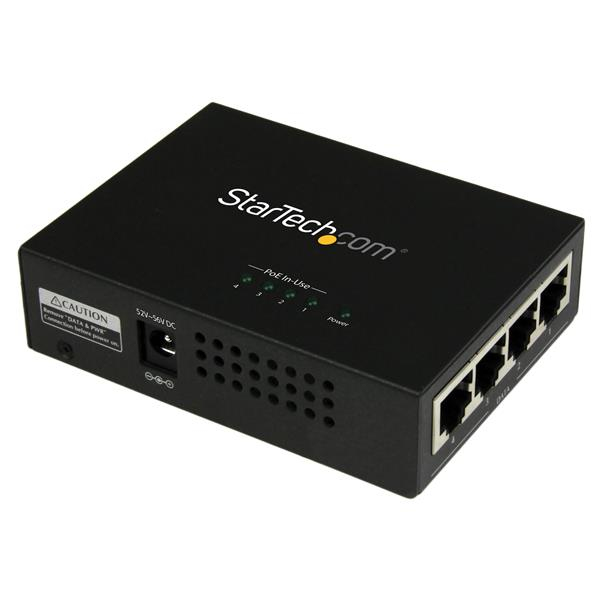 STARTECH.COM Gigabit Midspan 4-port - Poe+ Injector - 802.3at/af